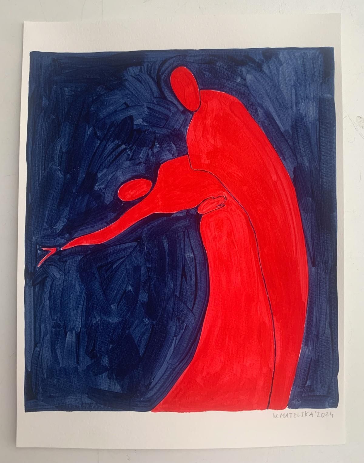 Waleria Matelskaa Dance. Figurative Painting On Paper, Young Art, Vibrant, European Art2024 photo furniture