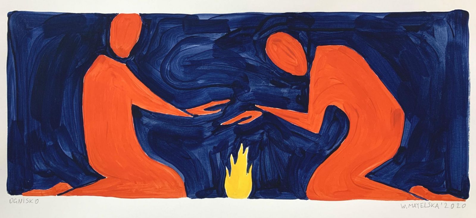 Waleria Matelskafire   Figurative Painting On Paper, Young Art Minimalism, Vibrant 2020 photo Art