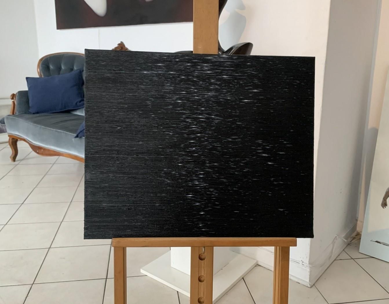 Tomek Mistaknocturne. Acrylics Painting, Abstract, Monochromatic, Textured, Polish Artist2023 photo furniture
