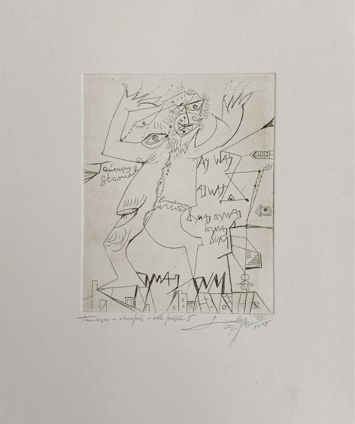 Leszek Rózgaa Dancing One   Xxi Century, Figurative Etching Print, Black & White2005 photo furniture