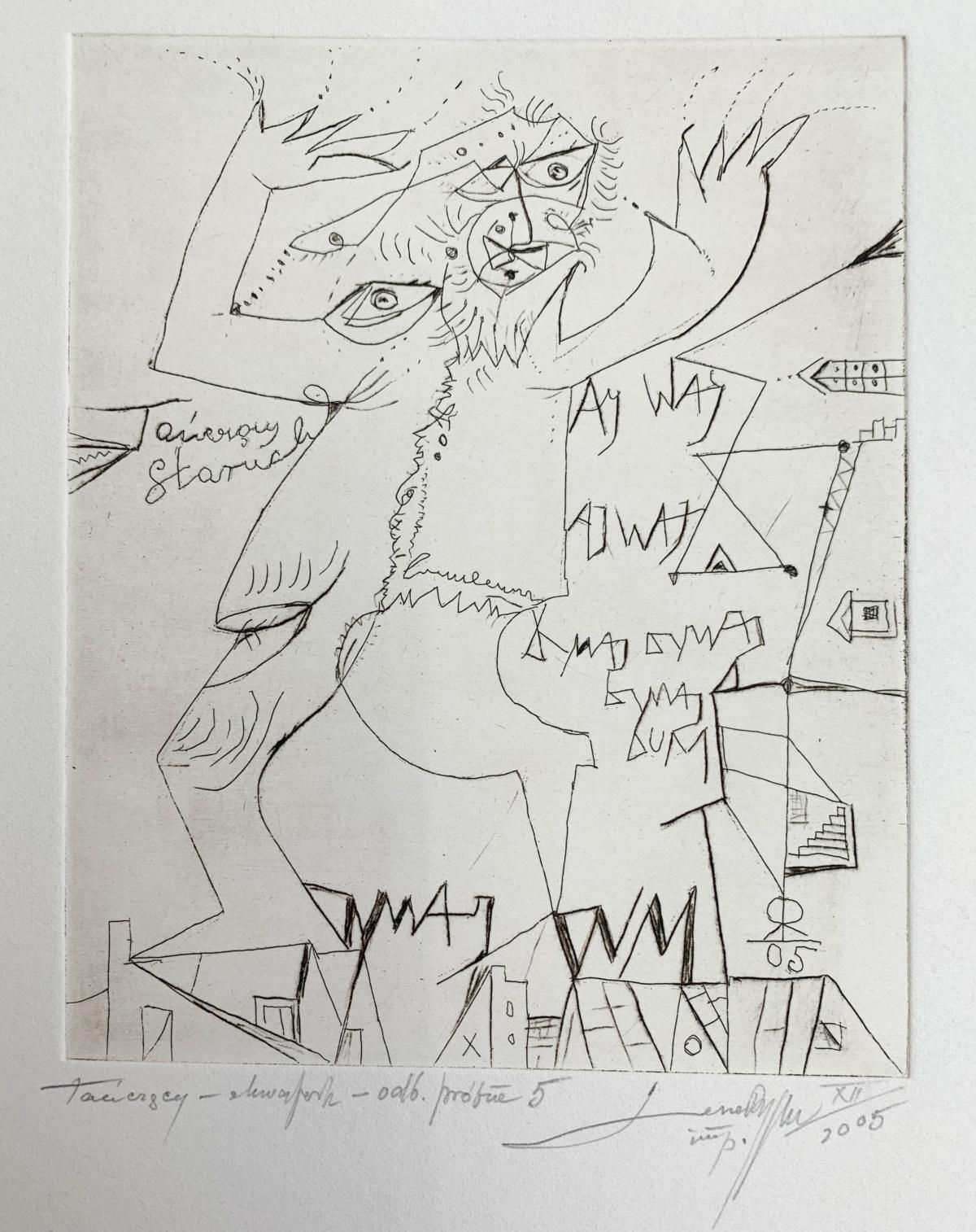 Leszek Rózgaa Dancing One   Xxi Century, Figurative Etching Print, Black & White2005 photo for sale