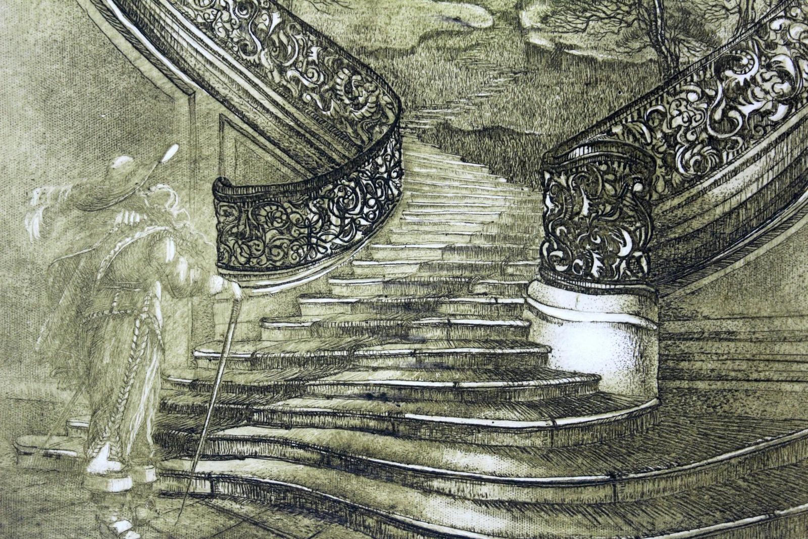 Barbara Rosiaka Baroque Improvisation  XX Century, Architecture Etching Print, Landscape1980 photo Art