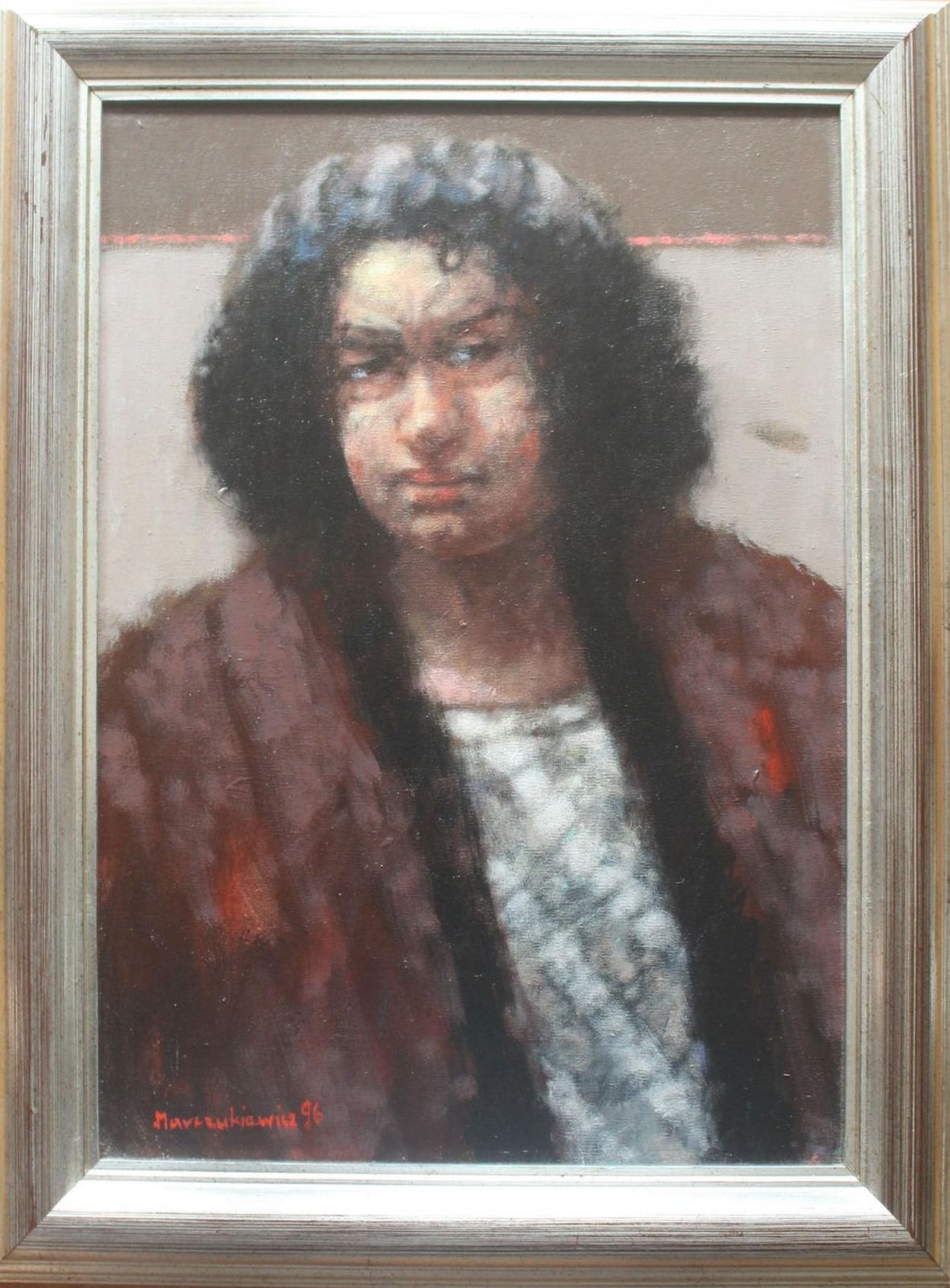 Adam Marczukiewiczportrait. Figurative Oil Painting, Dark Tones, Polish Artist1996 photo furniture