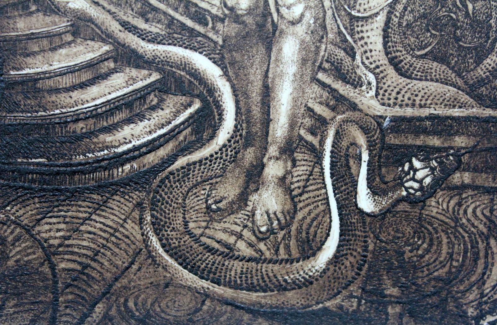 Barbara Rosiaktemptation   XX Century, Figurative Etching Print, Nude, Landscape, Fantasy2000 photo Art