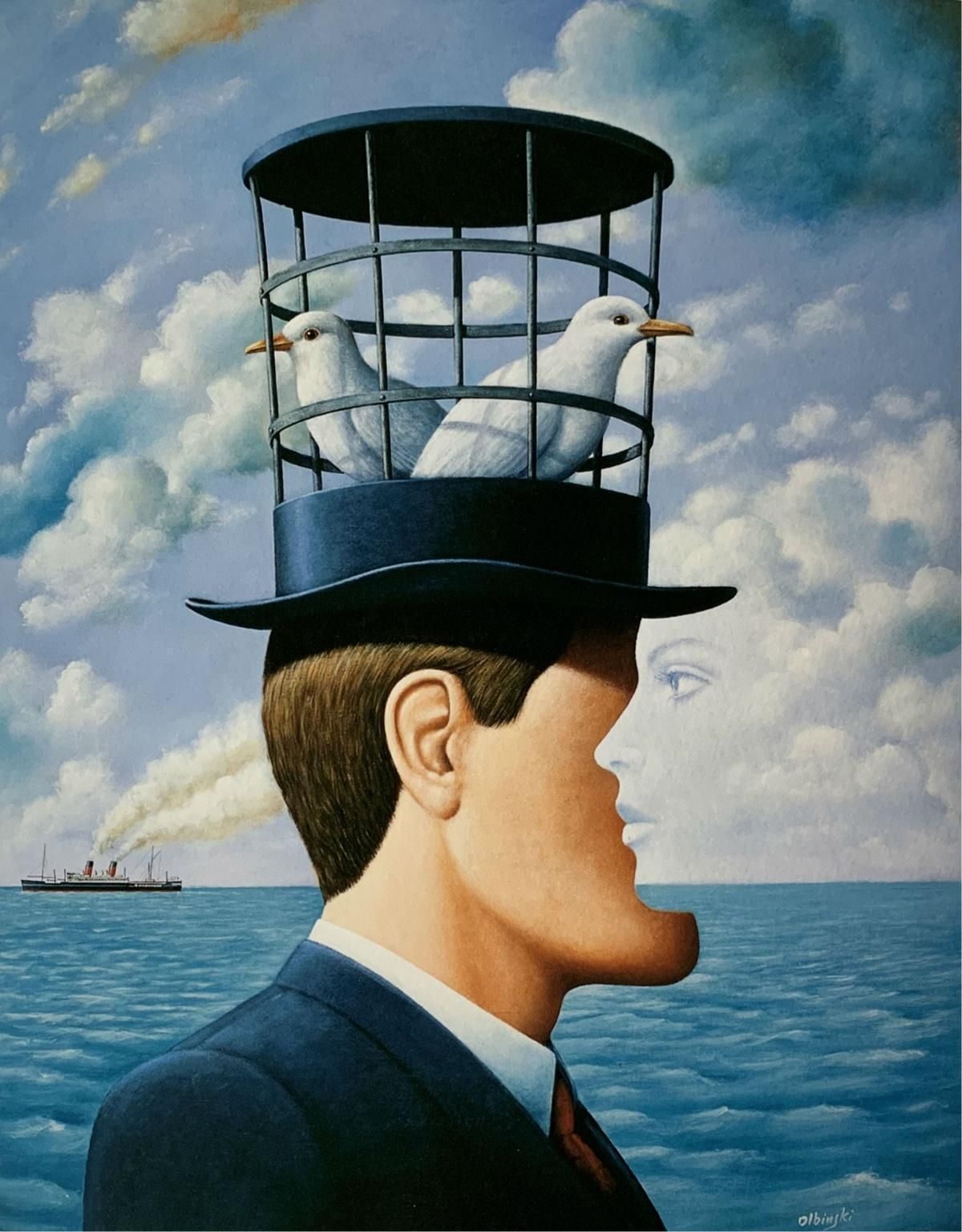 Rafał Olbińskimemories From Hampton, Figurative Surrealist Print, Portrait, Polish Art Master