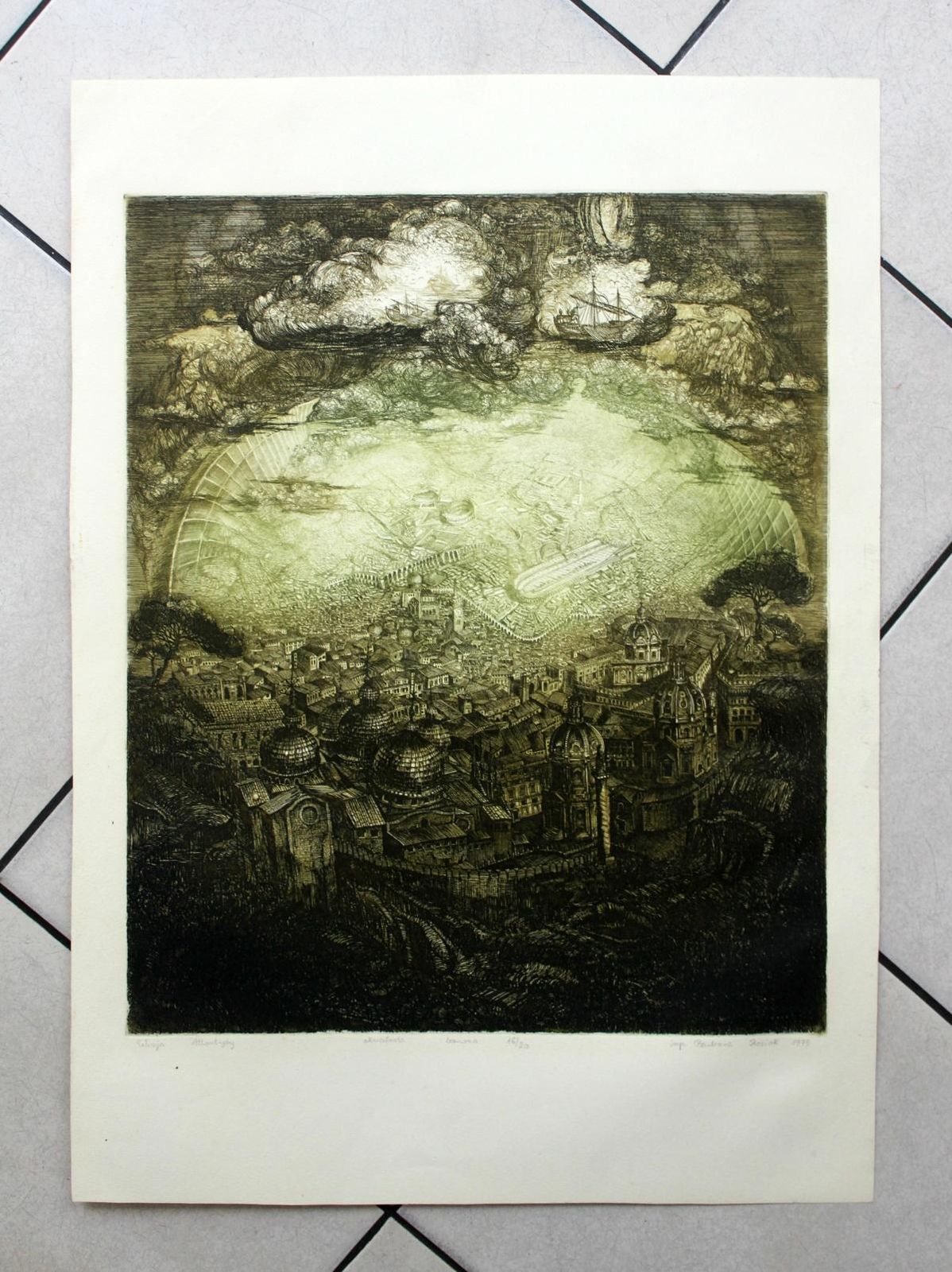 Barbara Rosiakvision Of Atlantis   XX Century, Architecture Etching Print, Landscape, Fantasy1979 photo furniture
