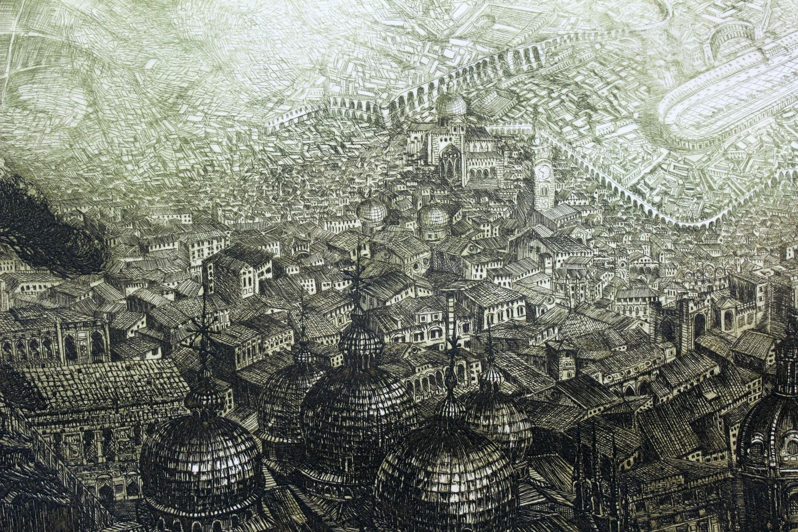 Barbara Rosiakvision Of Atlantis   XX Century, Architecture Etching Print, Landscape, Fantasy1979 photo Art