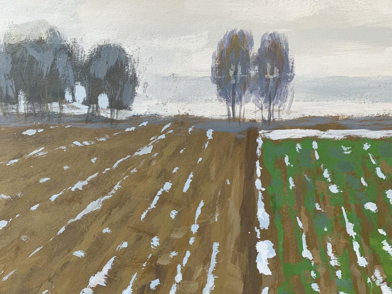 Mikołaj Maleszapigsties   Figurative Acrylic Painting, Landscape, Rural View, Nature2019 photo for sale