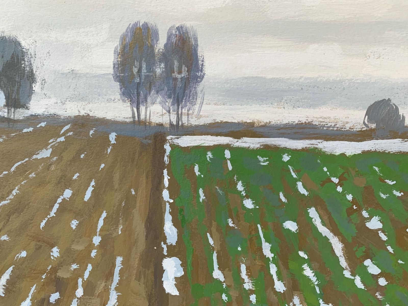 Mikołaj Maleszapigsties   Figurative Acrylic Painting, Landscape, Rural View, Nature2019 photo vinterior