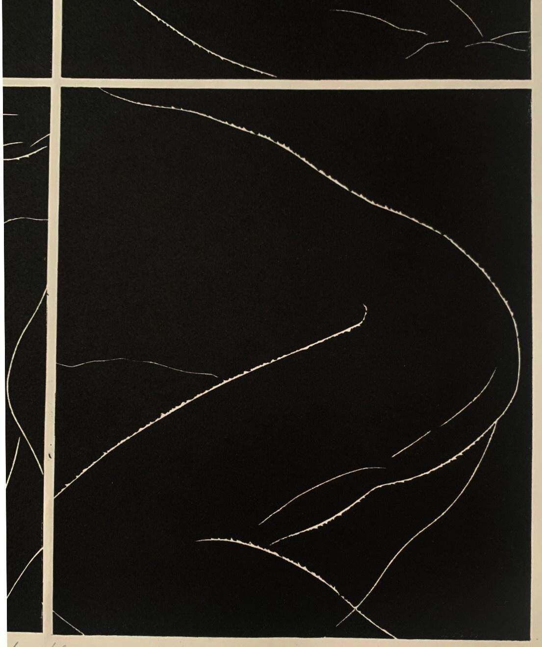 Luiza Kasprzykwindows. Young Artist, Figurative Print, Linocut, Black & White, Polish Art2023 photo Art