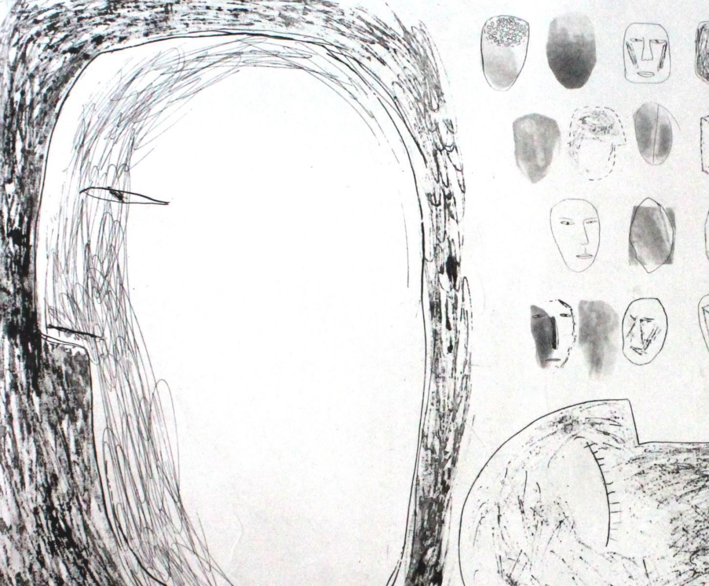 Agata Wasowskastrangers   Xxi Century, Contemporary Etching Print, Black And White, Figurative2001 photo furniture