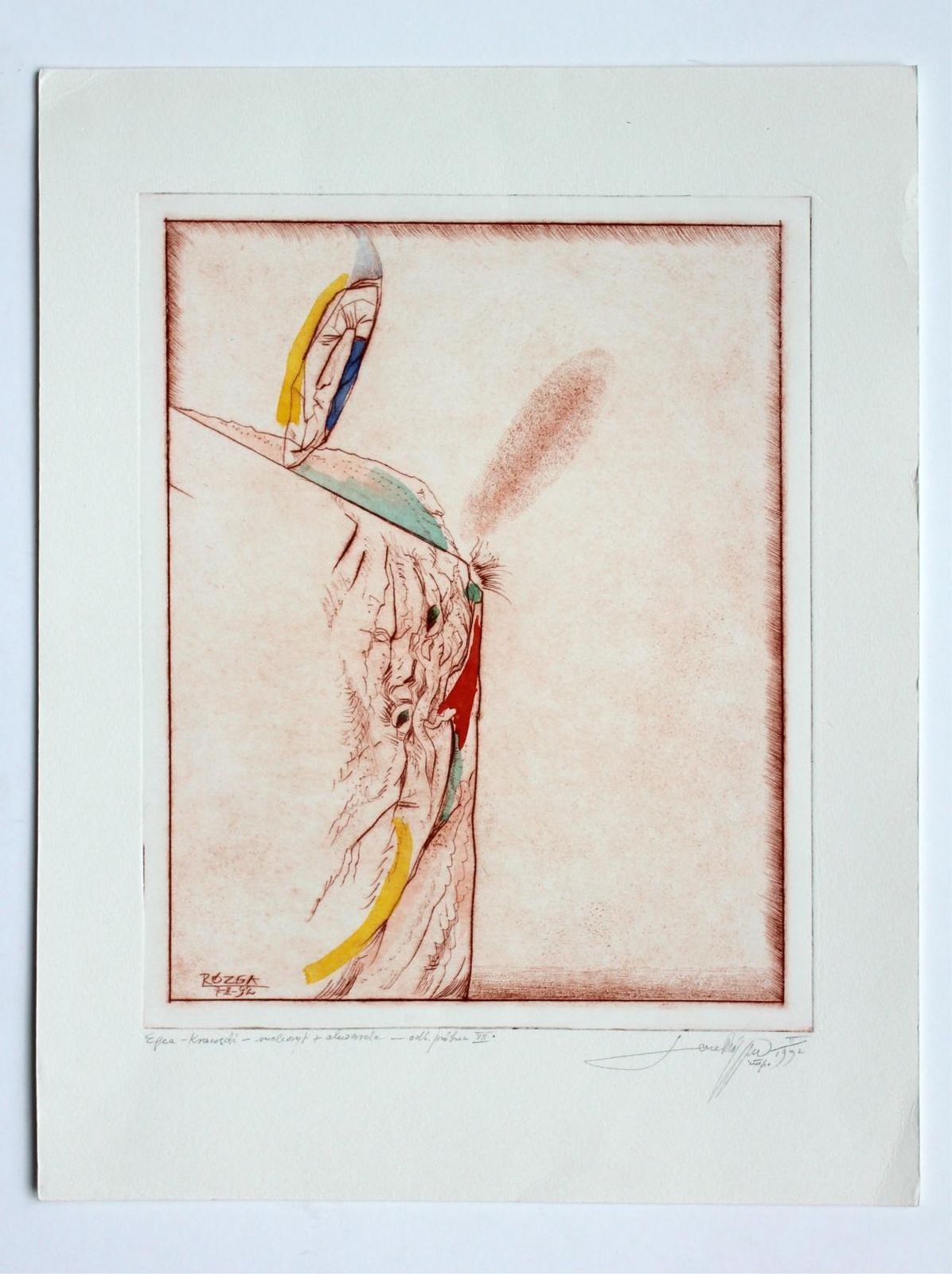 Leszek Rózgaegea, An Edge   XX Century, Abstract Etching Print, Colorful1992 photo for sale