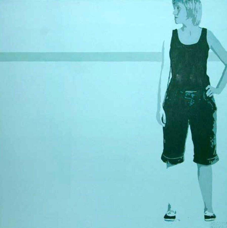 Joanna Woydaa Standing Girl   Figurative Acrylic Painting, Minimalism, Pop Art