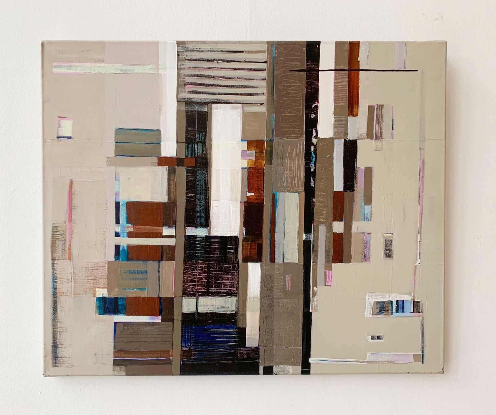 photo for sale Iwona Delińskaa Composition. Geometrical Abstract Oil Painting, Polish Artist2005