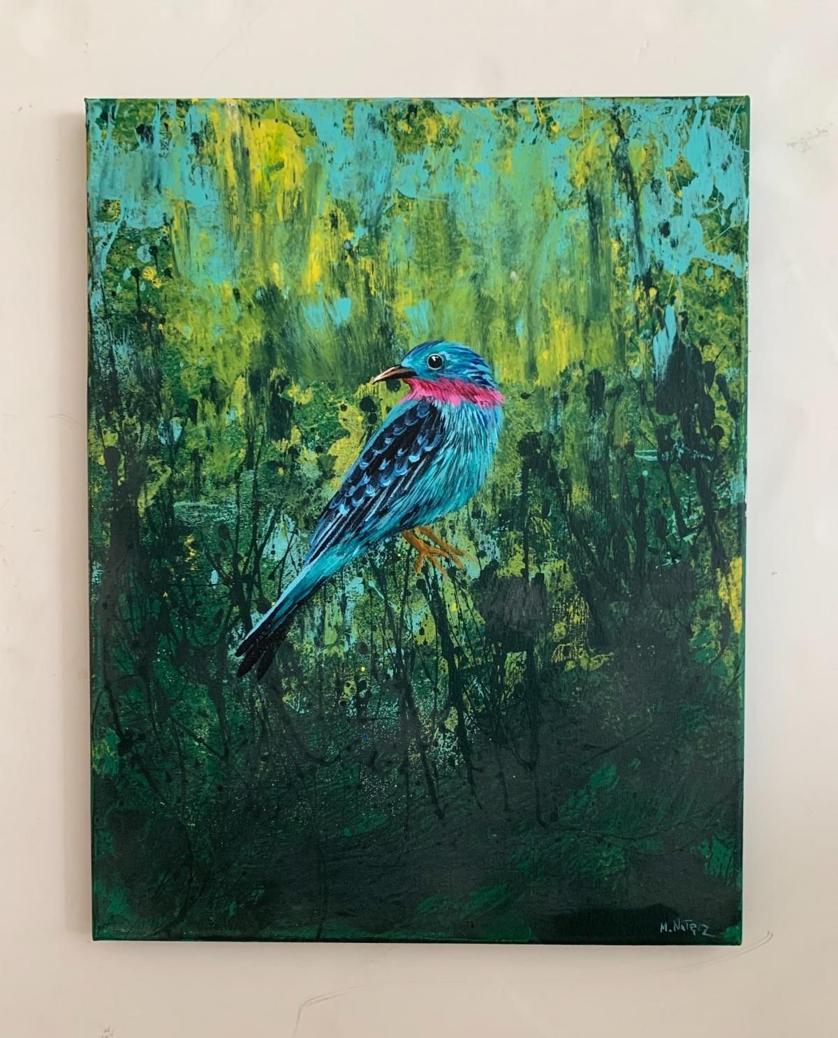 Magdalena Nałęczgardens Of Delight 33   Figurative Acrylic Painting Animals Bright Colours Birds2021 photo furniture