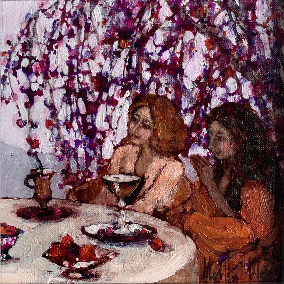 Martta Węgmeeting After Years 2. Oil Figurative Painting, Vibrant Colors, Polish Artist2024