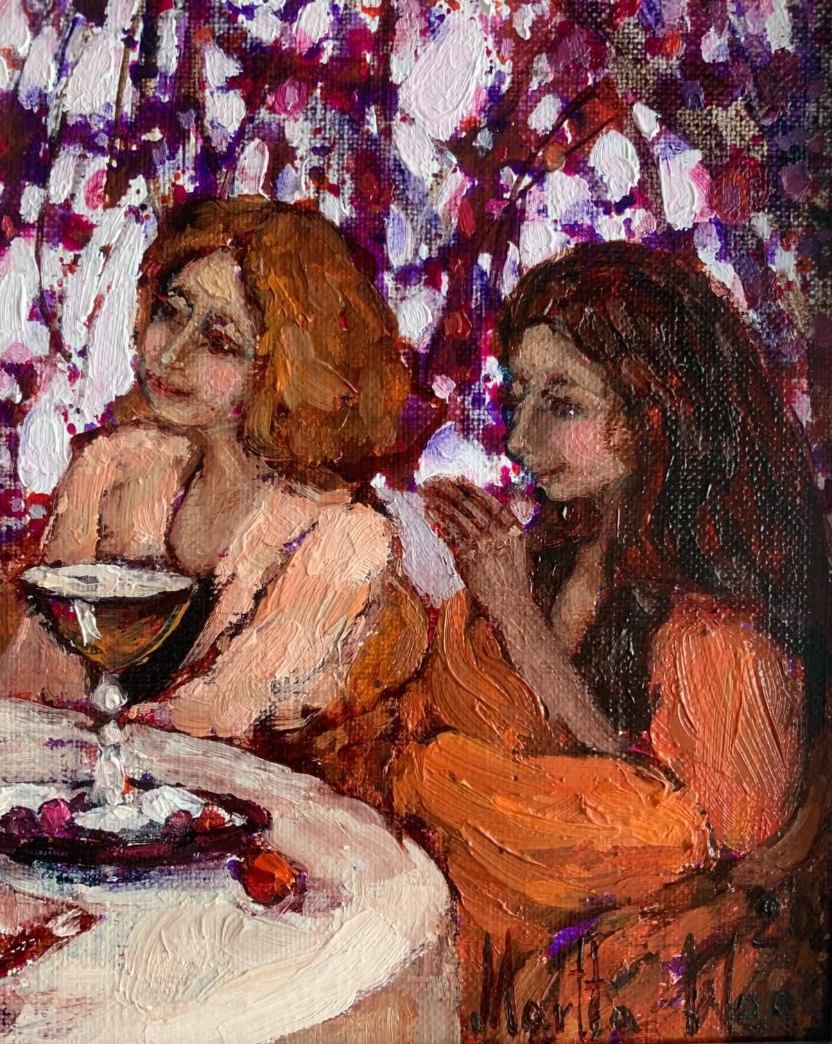 Martta Węgmeeting After Years 2. Oil Figurative Painting, Vibrant Colors, Polish Artist2024 photo Art