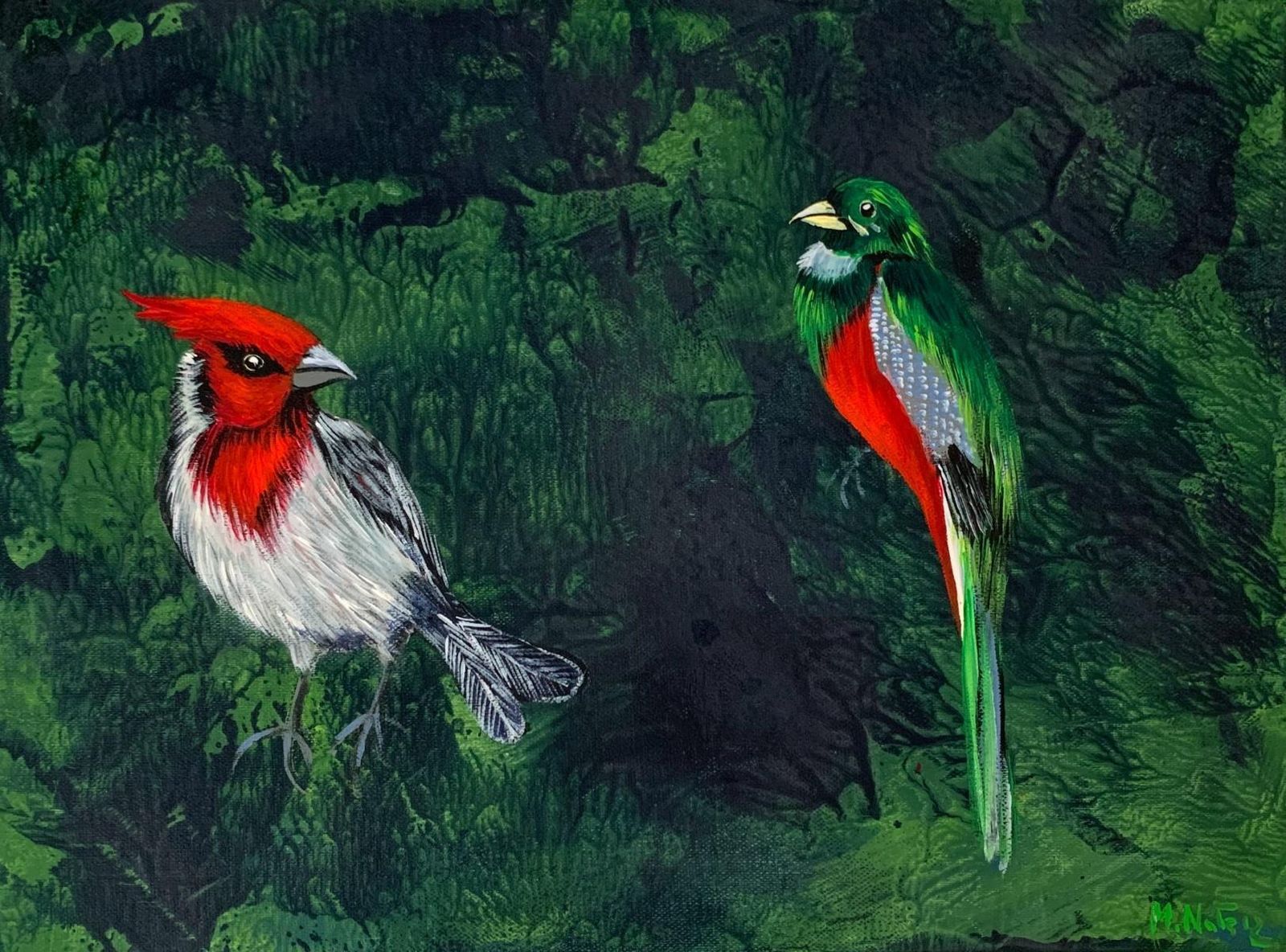 Magdalena Nałęczgardens Of Delight 32   Figurative Acrylic Painting Animals Bright Colours Birds2021