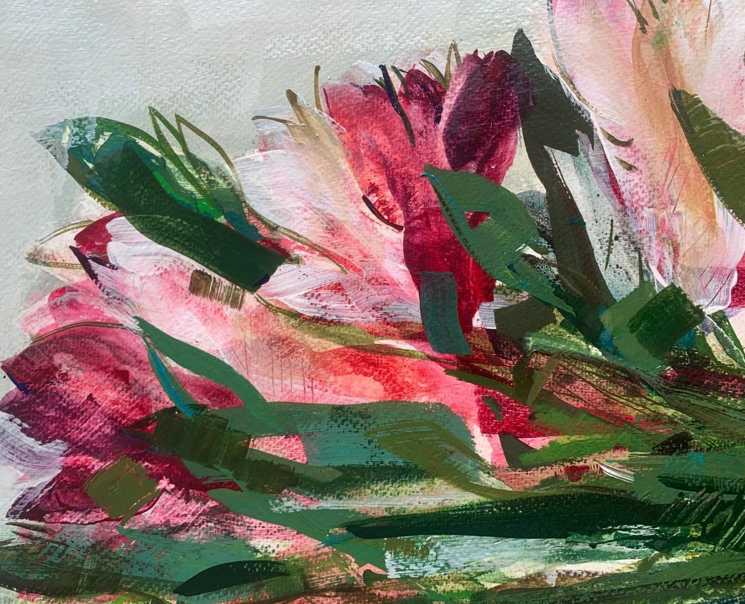 Bożena Lesiaktulips. Gouache Painting, Abstract, Figurative, Flowers, Polish Art2024 photo furniture
