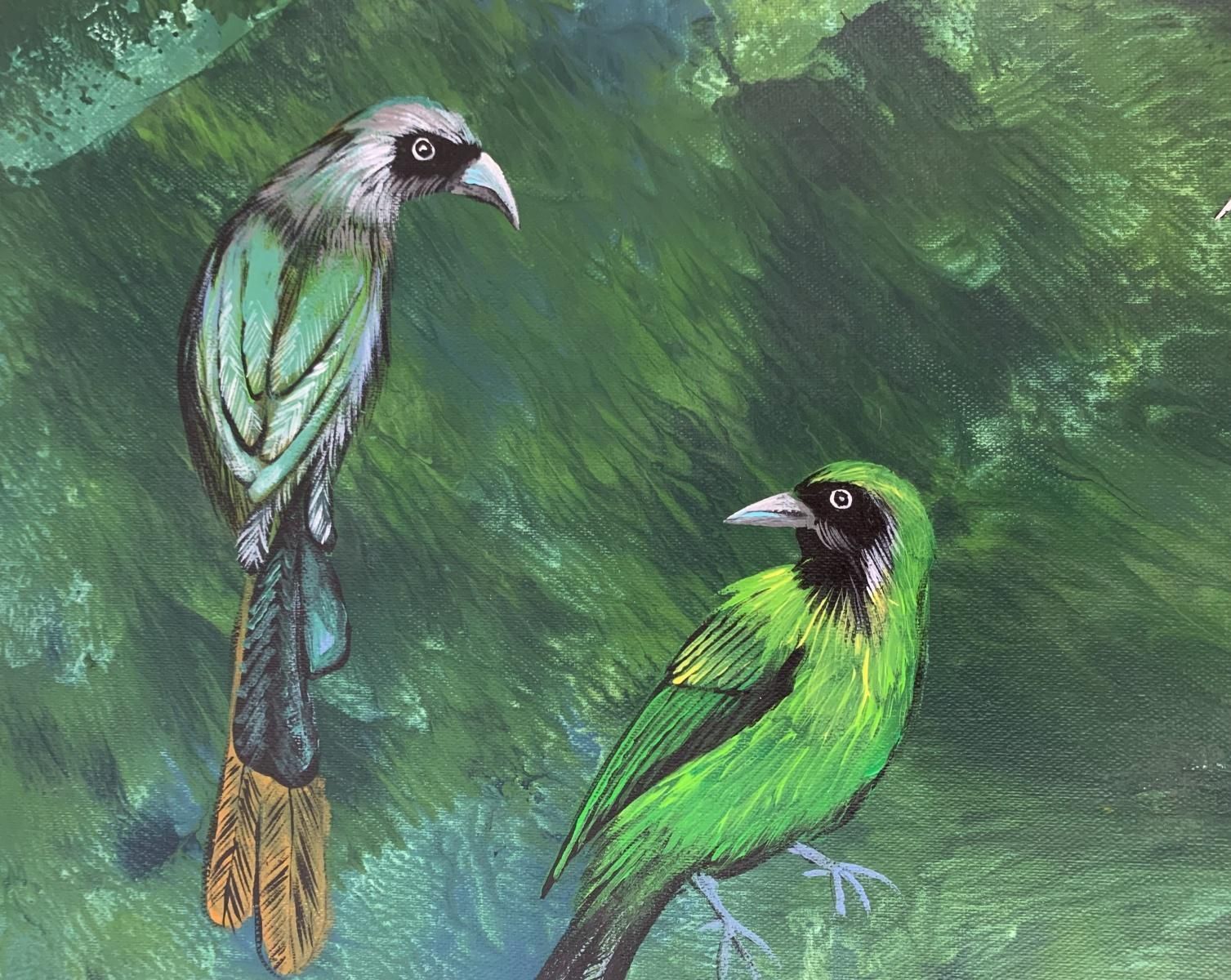 Magdalena Nałęczgardens Of Delight 28. Figurative Acrylic Painting, Animals, Birds, Polish Art2021 photo Art