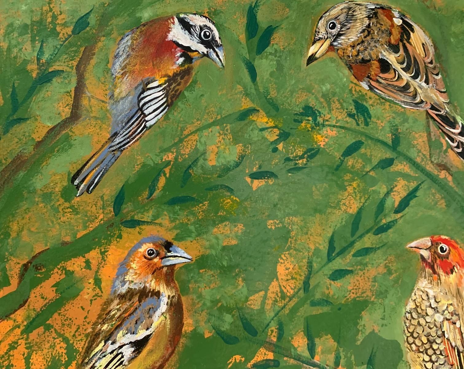 Magdalena Nałęczgardens Of Delight 27   Figurative Acrylic Painting Animals Bright Colours Birds2021 photo Art