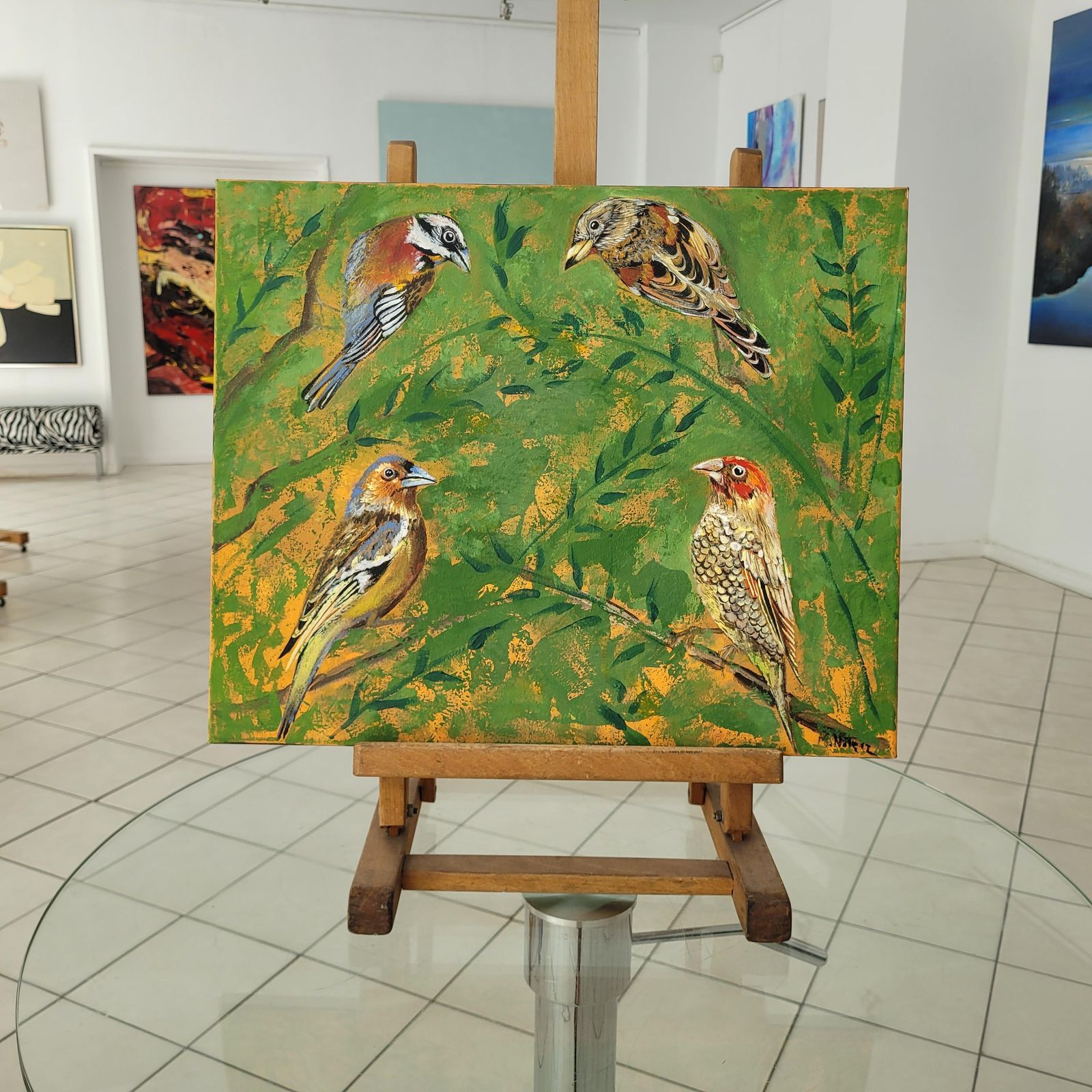 Magdalena Nałęczgardens Of Delight 27   Figurative Acrylic Painting Animals Bright Colours Birds2021 photo vintage