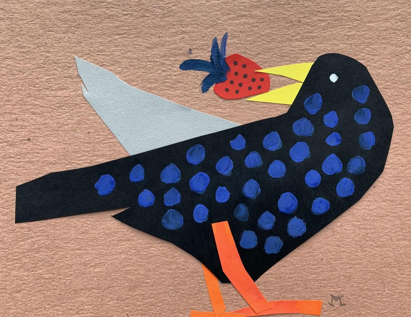 Marianna Oklejakstarling Crow. Papercut & Gouache Artwork,  Figurative, Polish Artist2020 photo for sale