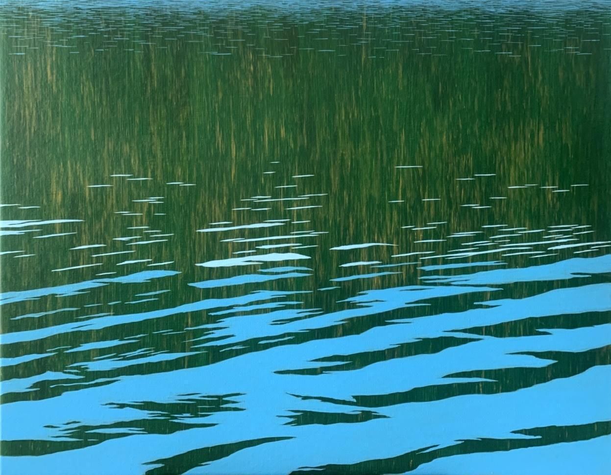 Tomek Mistaknoise Of Water. Acrylics Painting, Waterscape Abstract, Green Blue, Polish Artis2023