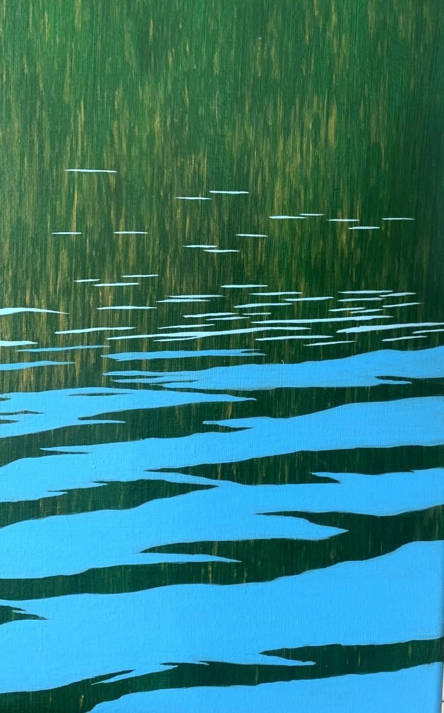 Tomek Mistaknoise Of Water. Acrylics Painting, Waterscape Abstract, Green Blue, Polish Artis2023 photo furniture