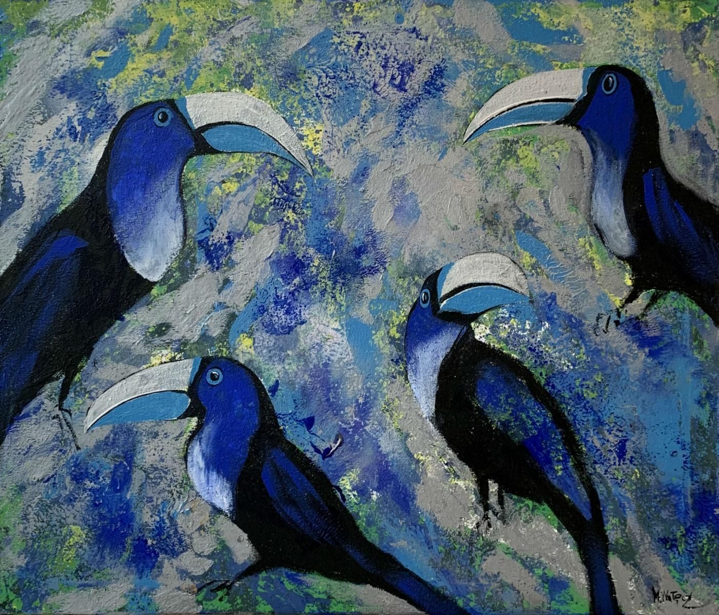 Magdalena Nałęczgardens Of Delight 3   Figurative Acrylic Painting Animals Bright Colours Birds2021