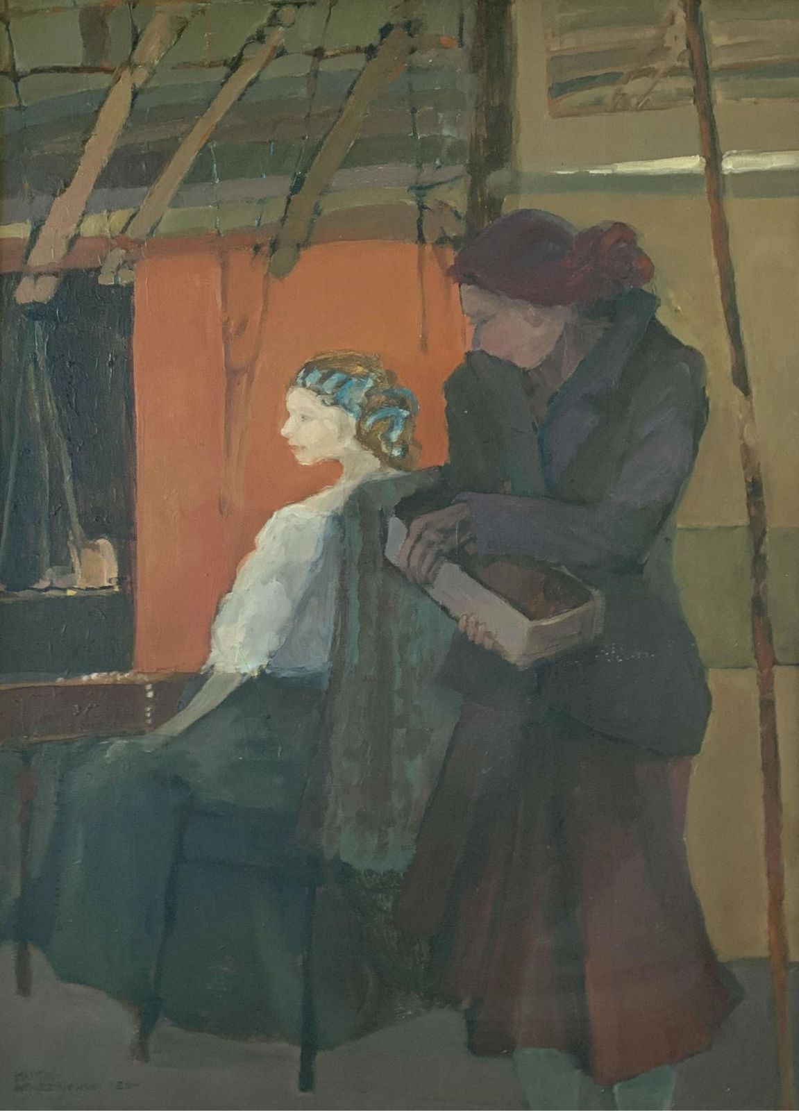 Martta Węgin Thoughts    Xxi Century, Oil Figurative Painting, Landscape Female Figures2001