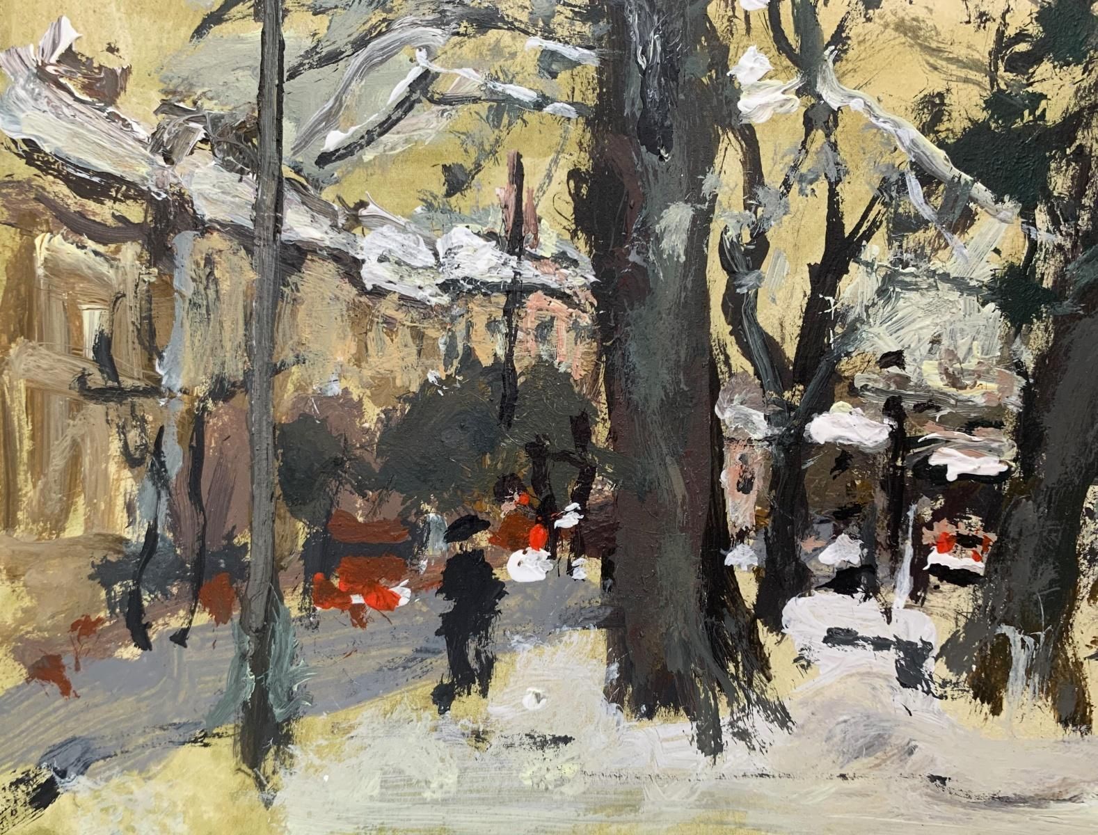 Magdalena Spasowiczwarsaw. Oil On Cardboard, Figurative, Landscape, Cityscape, Polish Art1999 photo for sale