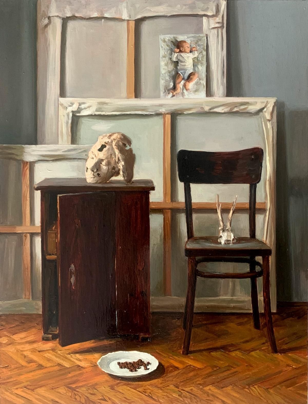 Agnieszka Staak Janczarskastill Life With Canvases. Realistic Figurative Oil Painting, Emerging Polish Art2024