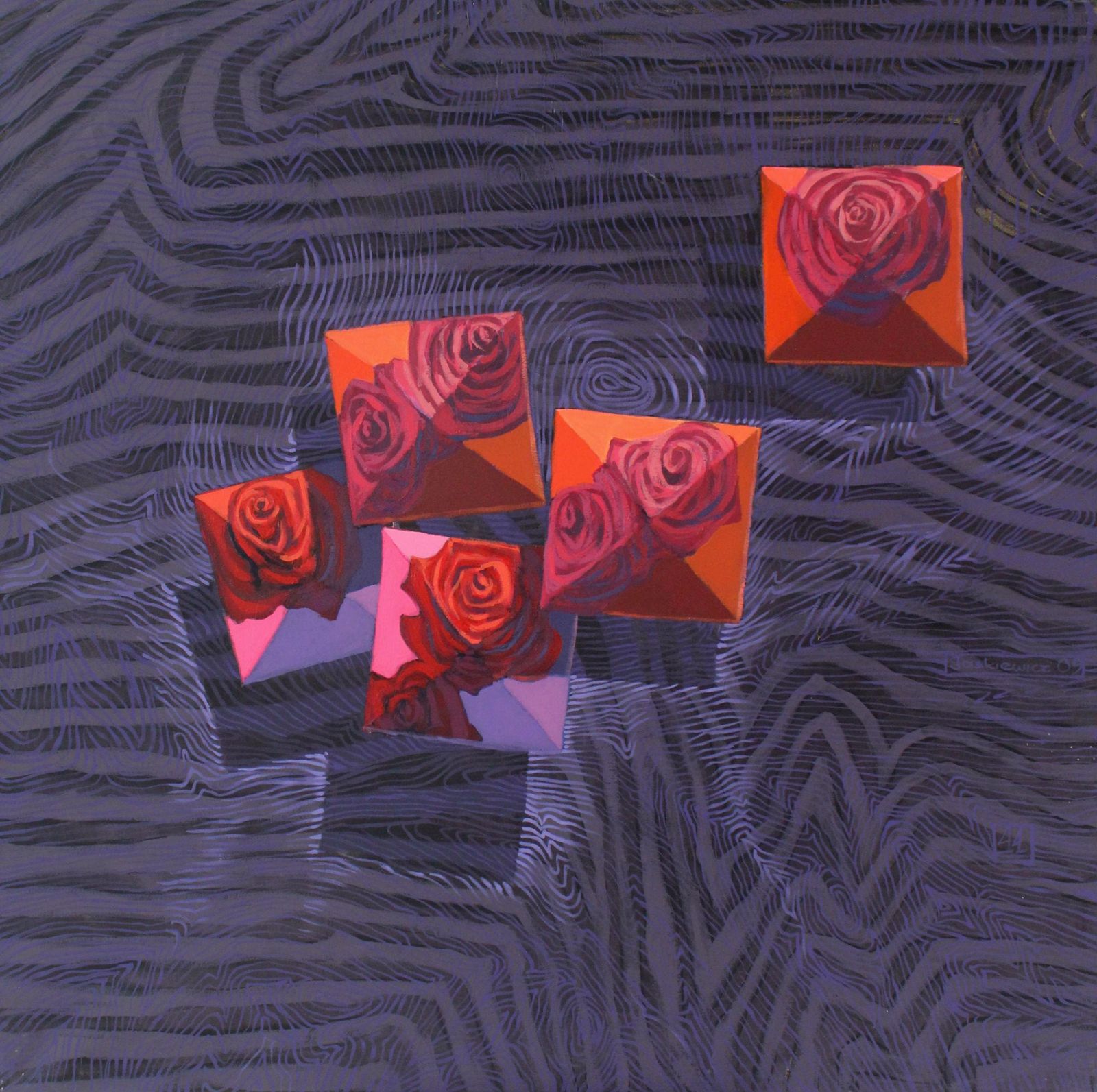 Sara Jaskiewiczglass 24   Contemporary Acrylic Painting, Colorful, Vibrant, Ornaments, Patterns2010