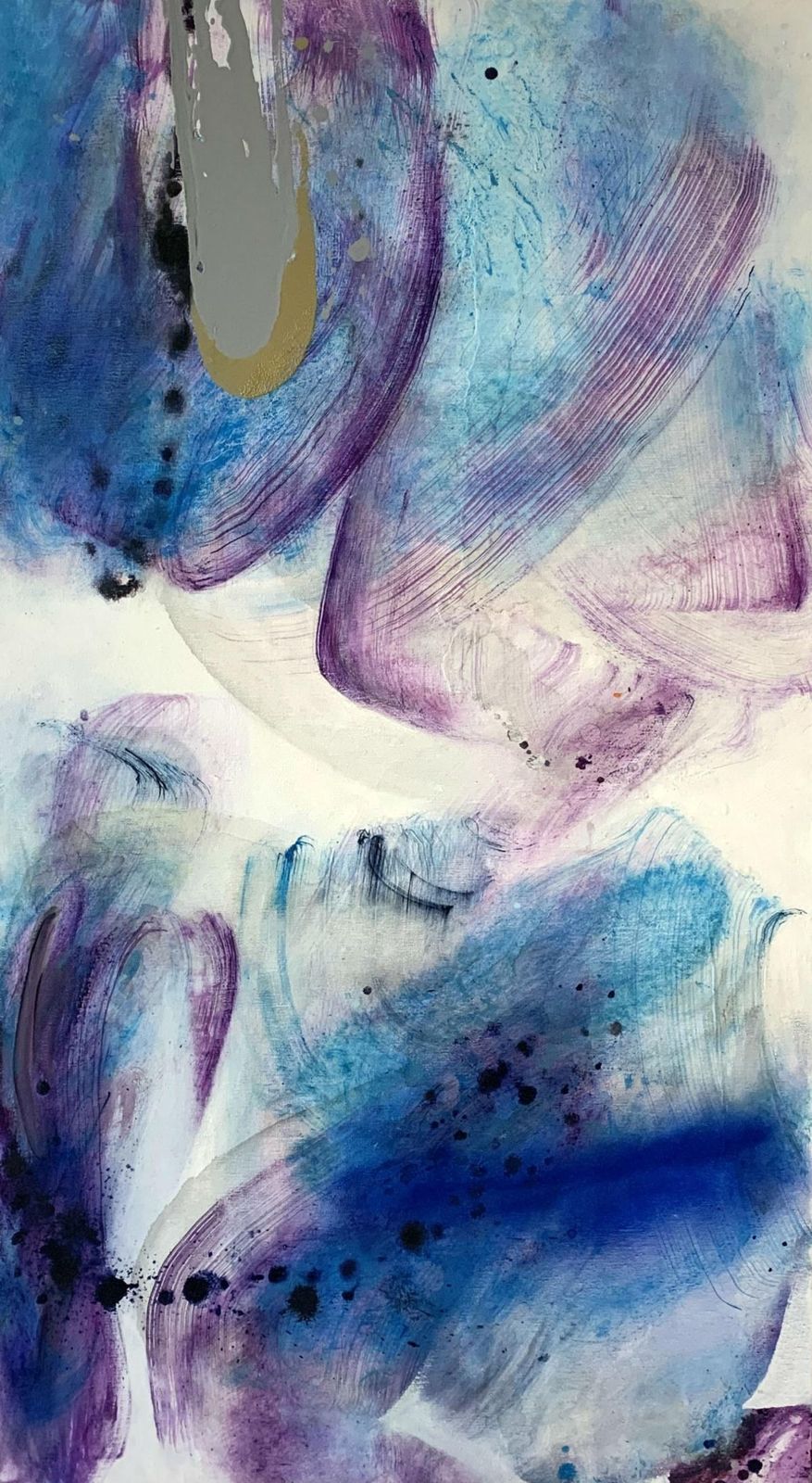 Piotr Butkiewiczwhispers. Gestural Abstraction, Colorful, Warm Tones, Silver, Polish Artist2018 photo furniture