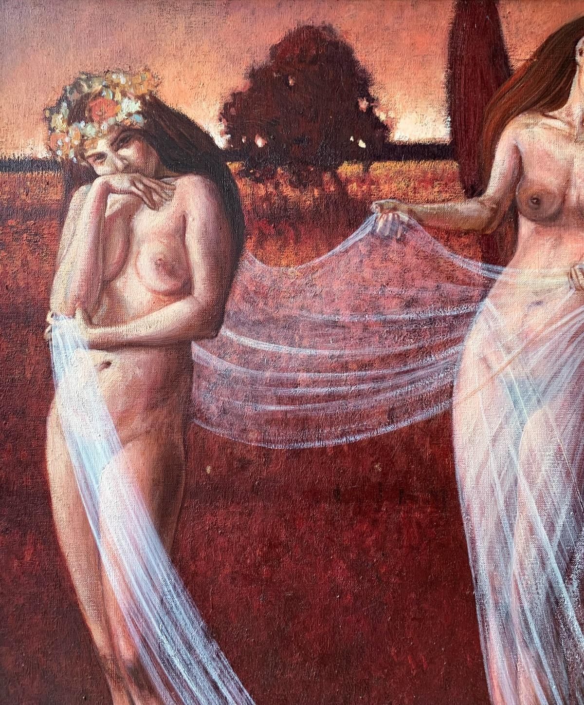 Katarzyna Szydlowskauntitled   Contemporary Figurative Oil Painting, Subtle Female Portrait, Vibrant2002 photo furniture