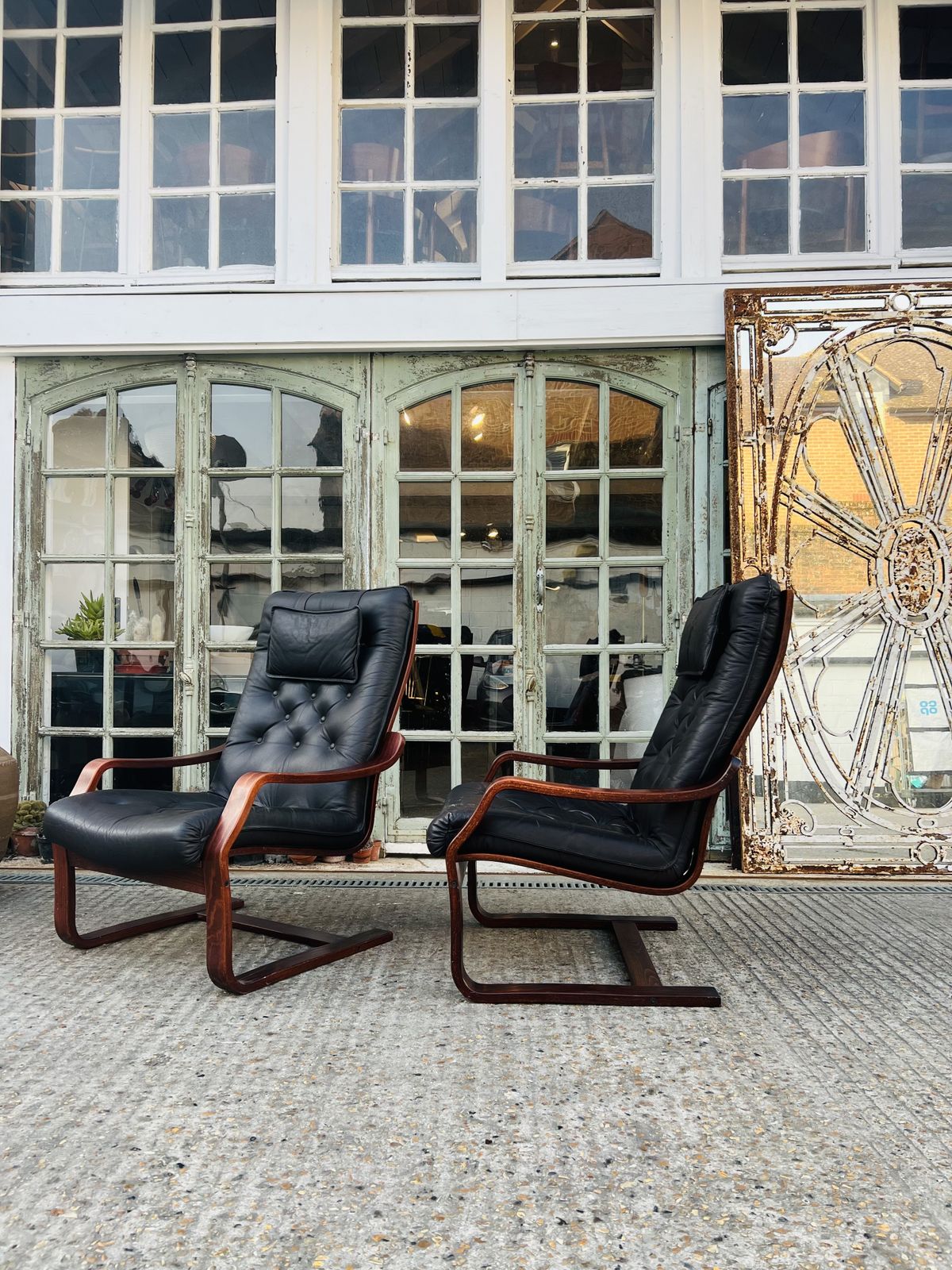 photo furniture Danish Chairs, 1970s, Leather, Vintage