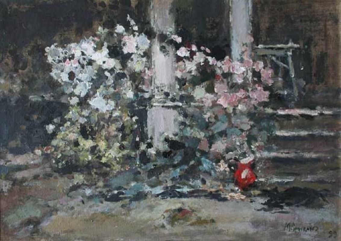 Magdalena Spasowiczstairs. Roses   Oil On Canvas, Figurative Landscape, Impressionism, Muted Colors1999
