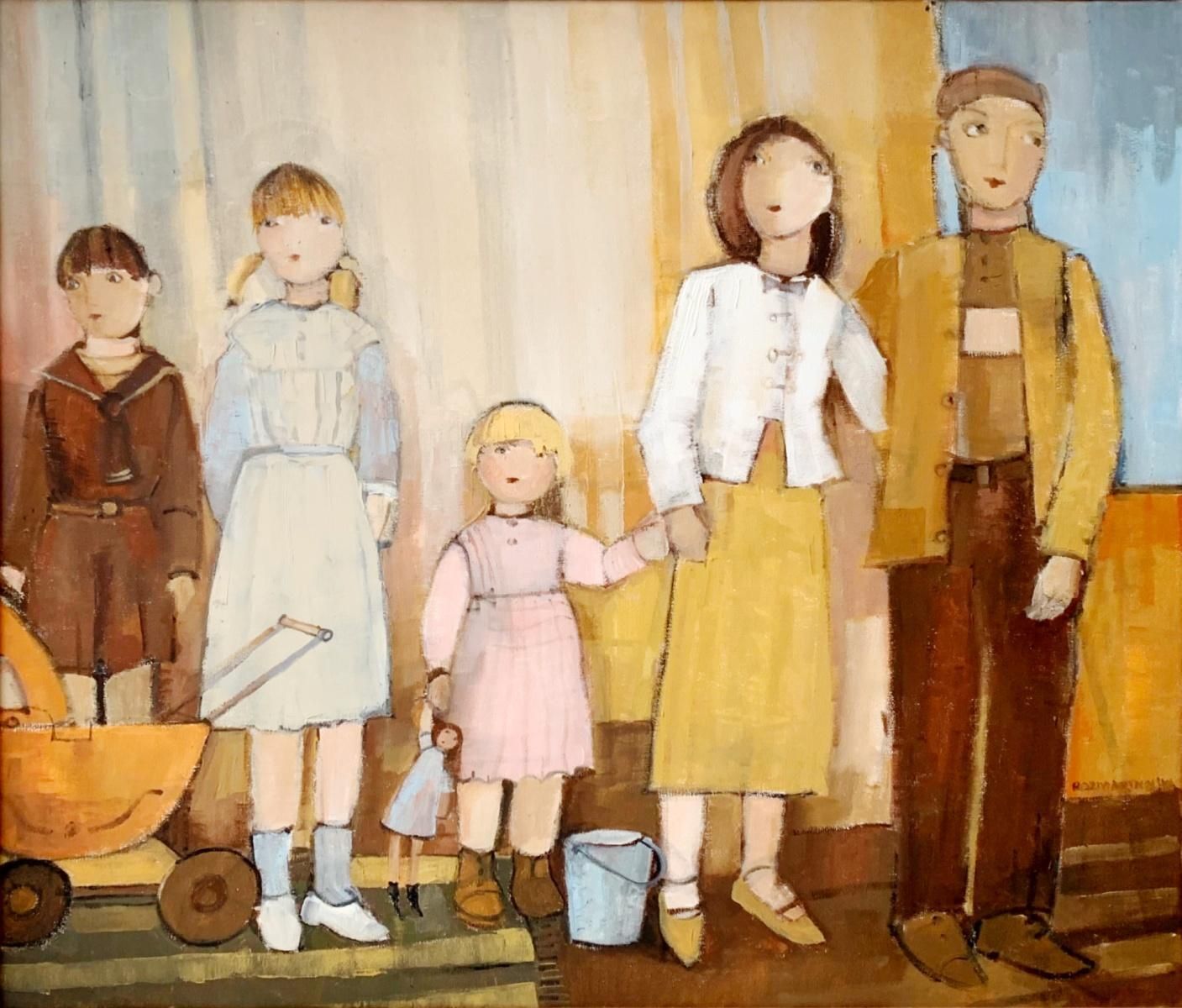 Malgorzata Rozmarynowskaa Family. Contemporary Figurative Oil Painting, Warm Colors, Polish Artist2013