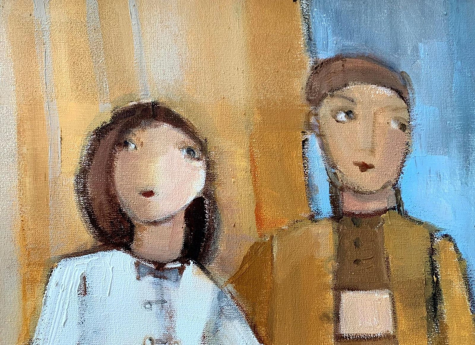 Malgorzata Rozmarynowskaa Family. Contemporary Figurative Oil Painting, Warm Colors, Polish Artist2013 photo buy