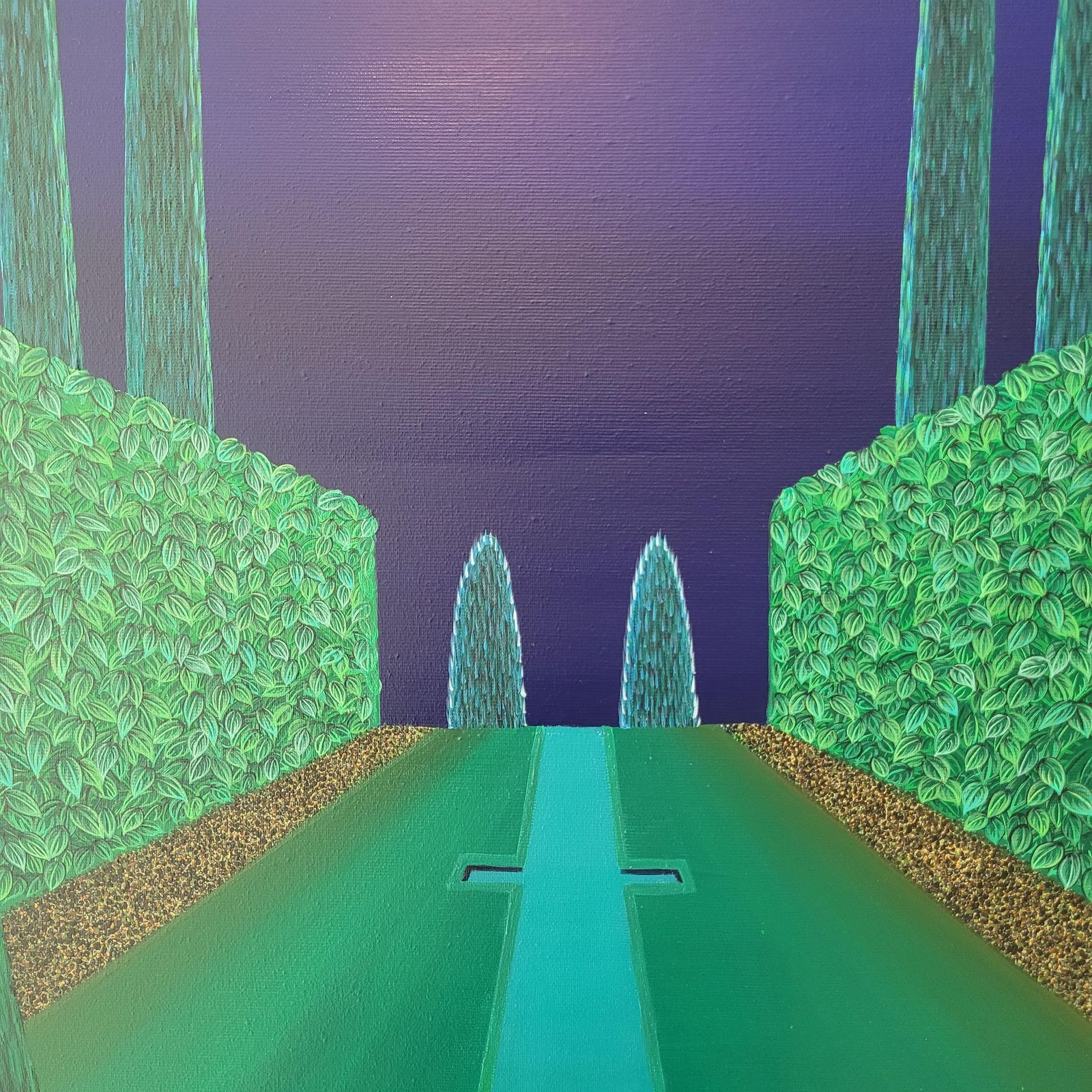 photo vinterior Marta Rynkiewiczheavenly Garden At Night   Acrylic Painting Pop Art Vibrant Colors Polish Artist2023