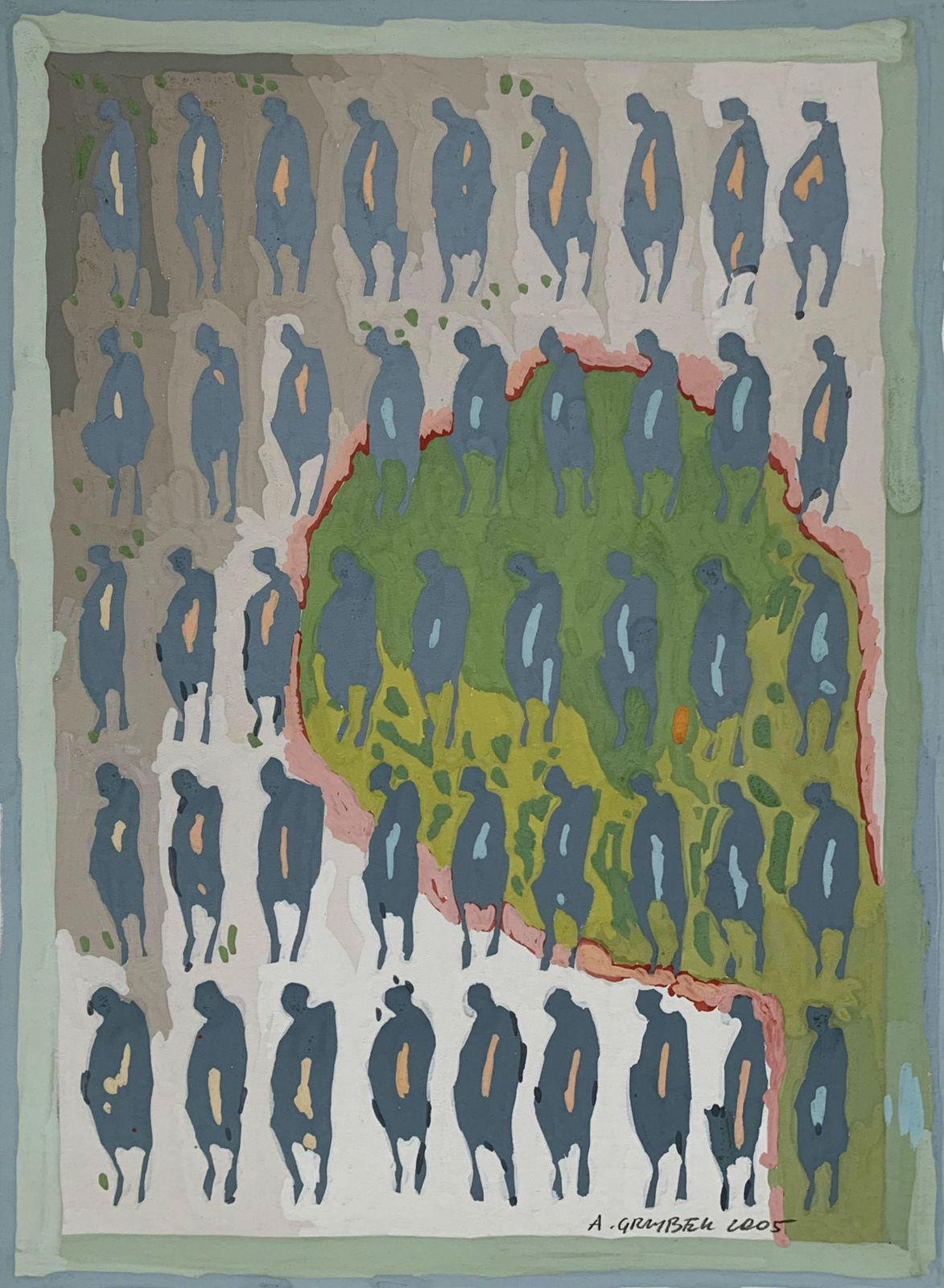 Aleksander Grzybekevening Passes   Xxi Century, Gouache Painting, Figurative2005