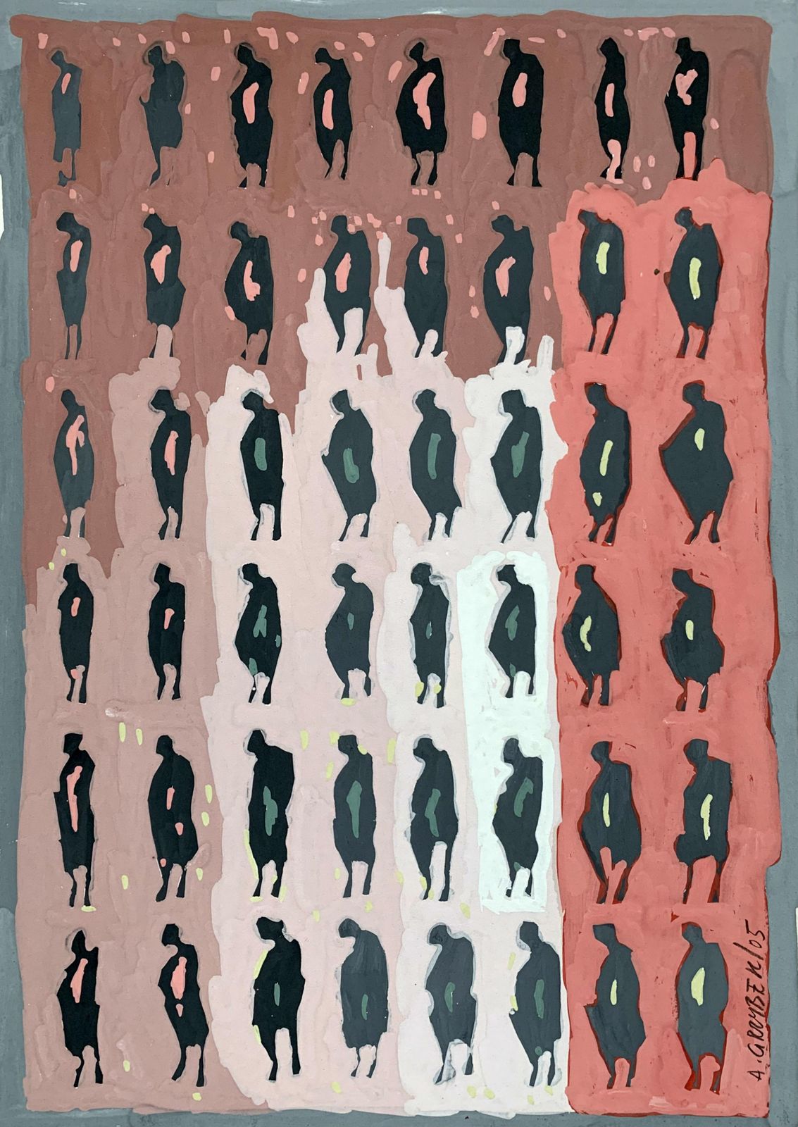 Aleksander Grzybekall Blocks City   Xxi Century, Gouache Painting, Figurative, Portrait2005