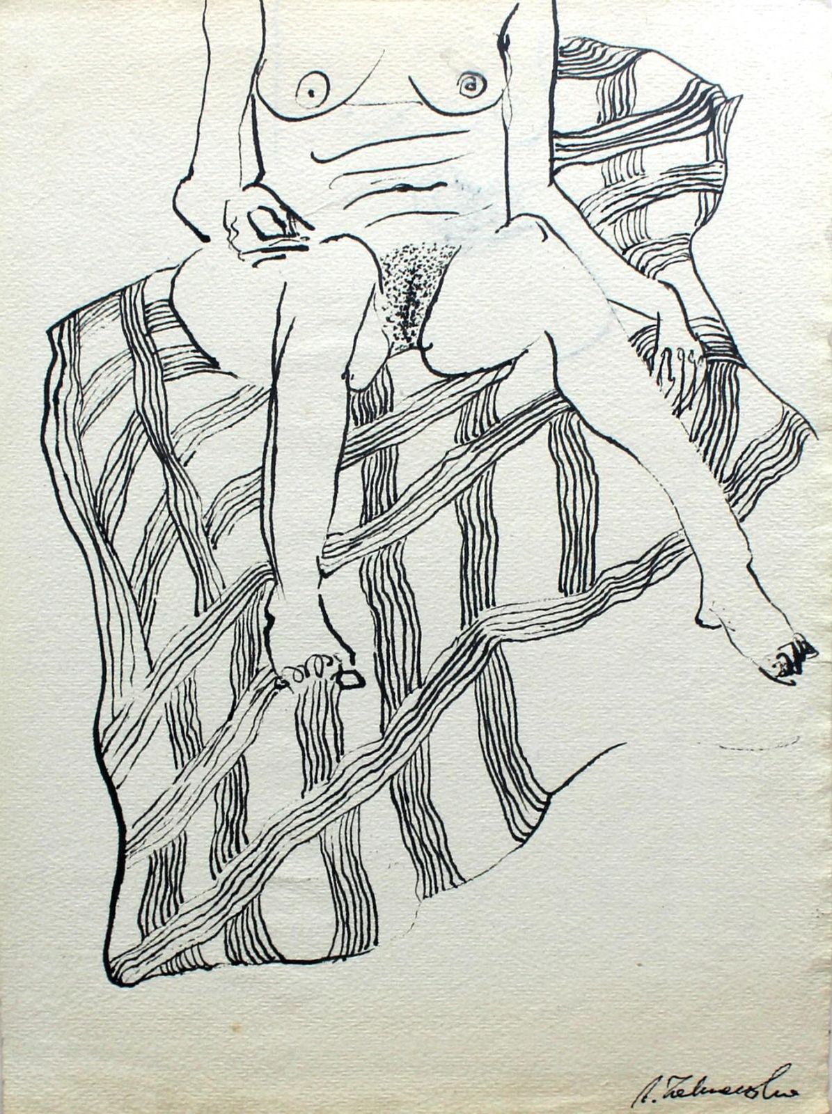 Agnieszka Zakrzewskauntitled   Xxi Century, Contemporary Figurative Ink Drawing, Female Nude2011