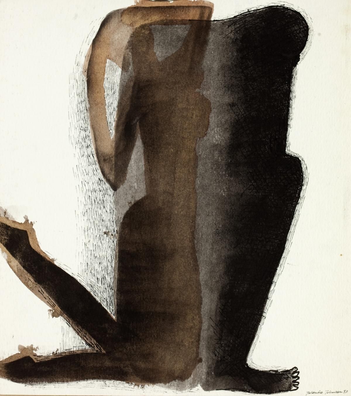 Jolanta Johnssontwo Transparent Figures   Figurative Drawing, Black & White, Polish Artist1997