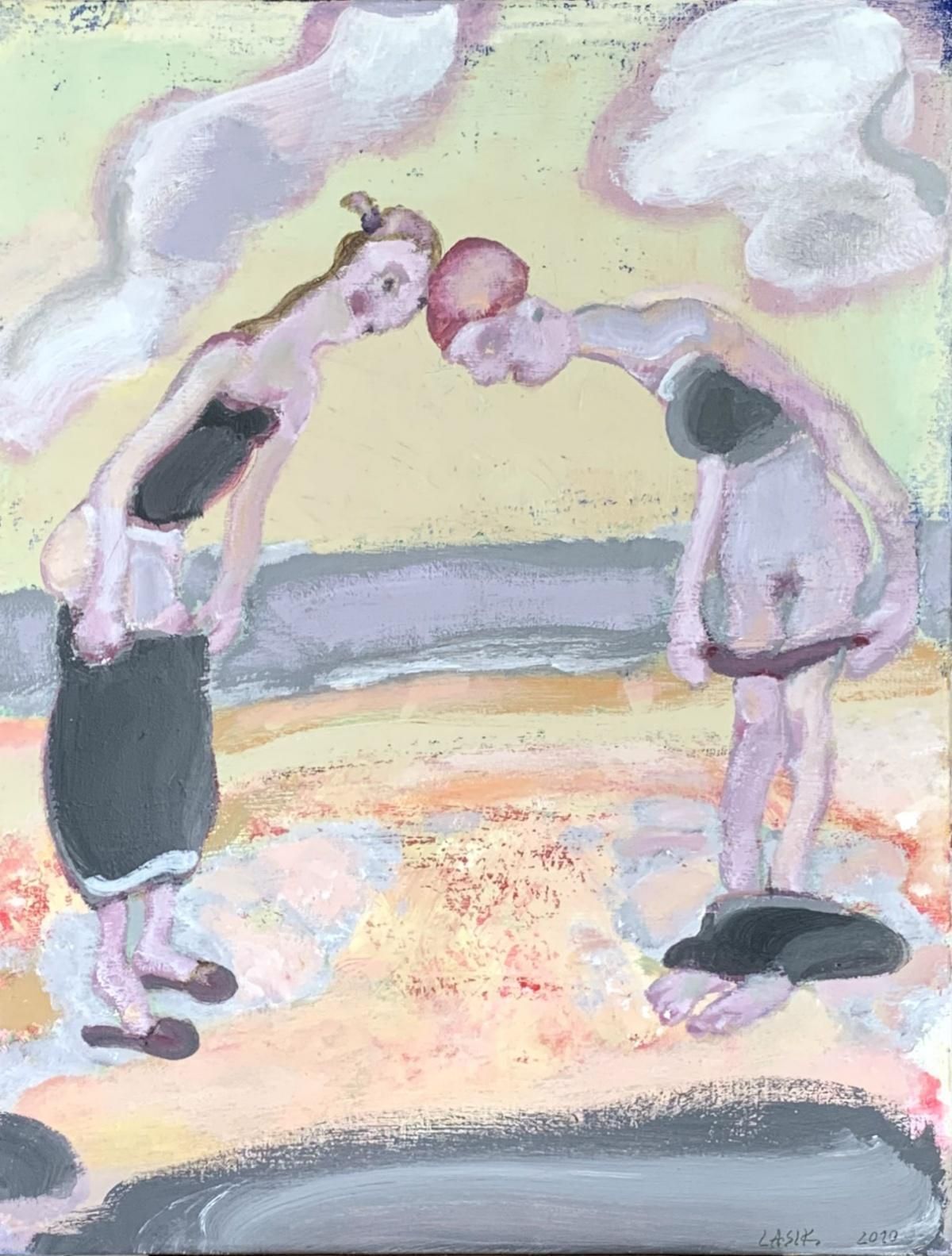 Paweł Lasikbeach In Dębowa Góra   Xxi Century, Figurative Painting, Pastel Colours2010