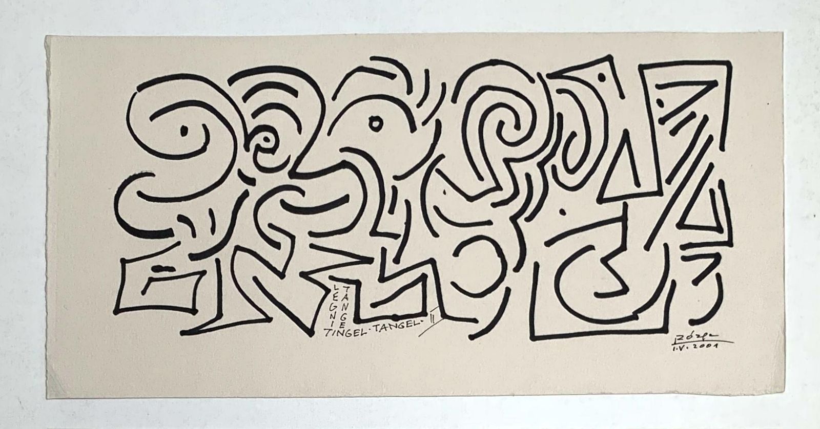 Leszek Rózgatingel Tangel II   Xxi Century, Ink Drawing, Abstraction, Black & White2001 photo furniture