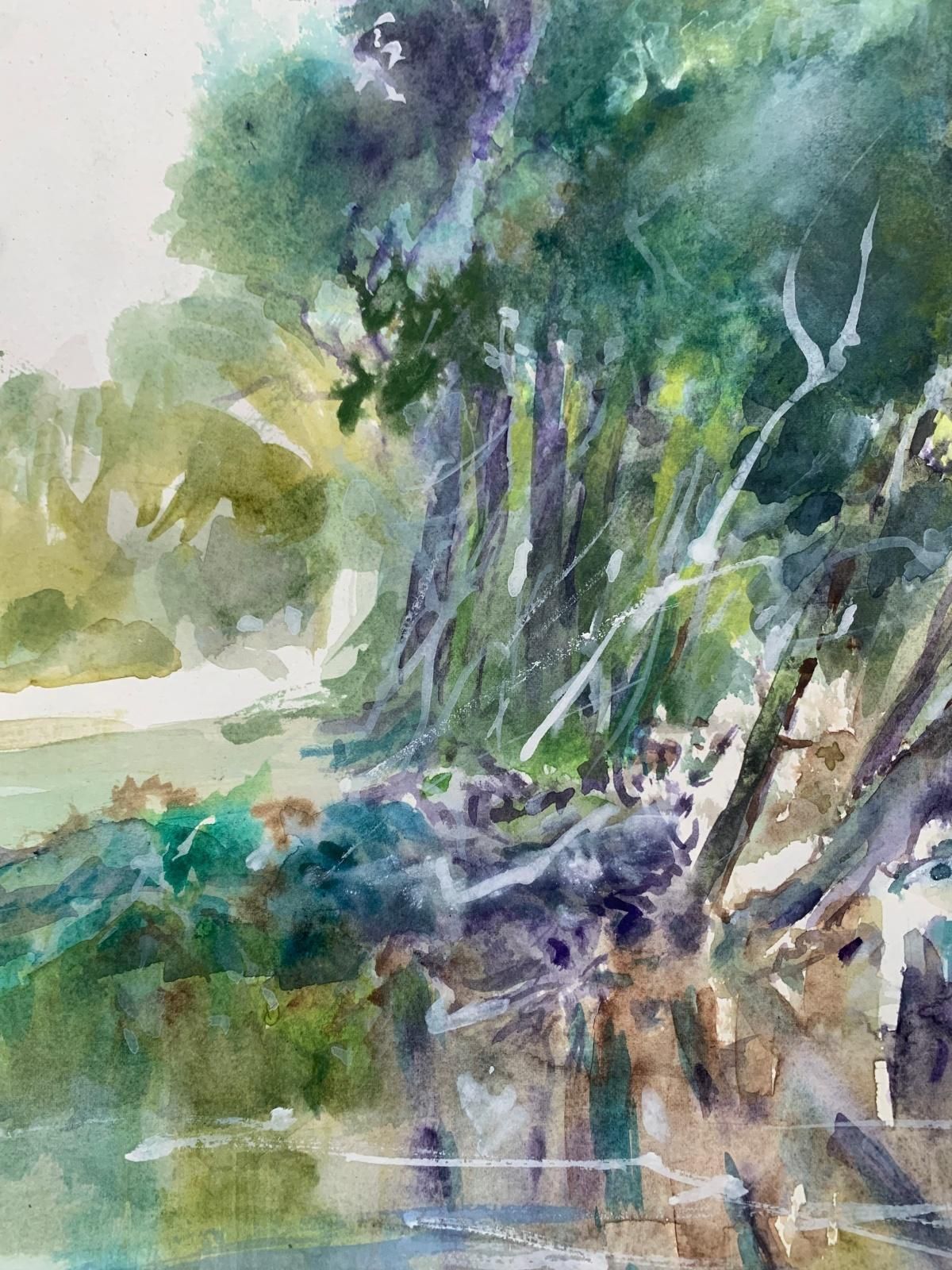 Włodzimierz Karczmarzykreflecting... Acrylic On Paper, Realistic, Landscape, Classic, Polish Artist2000 photo for sale
