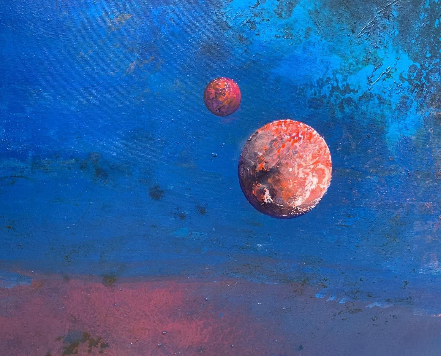 Barbara Hubertvenus And Mars. Contemporary Acrylic Painting, Galaxy, Big Scale, Polish Artist2019 photo furniture