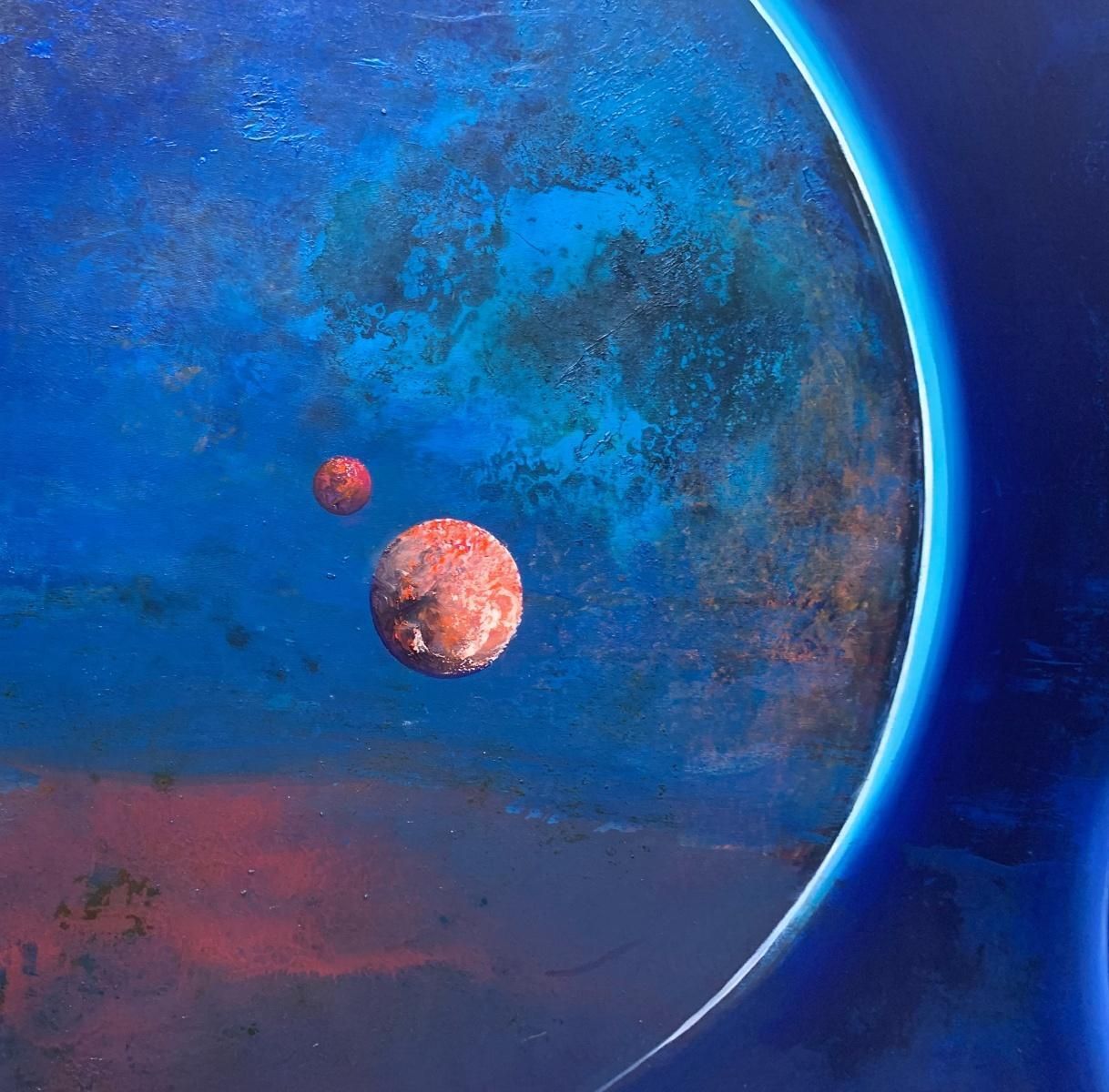 Barbara Hubertvenus And Mars. Contemporary Acrylic Painting, Galaxy, Big Scale, Polish Artist2019 photo for sale